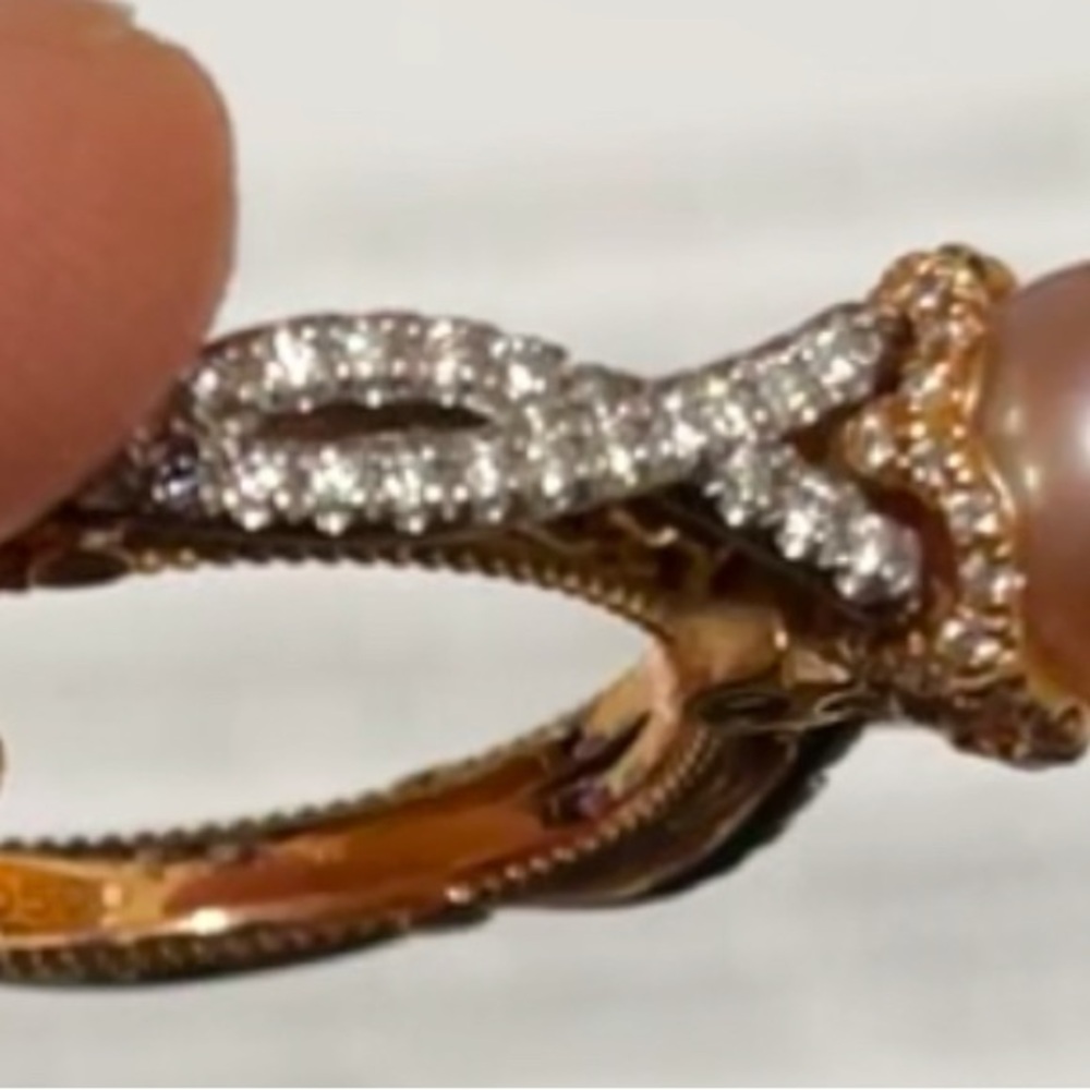 Verragio Gold and Cream Vintage Engagement Ring - Picture 3 of 10